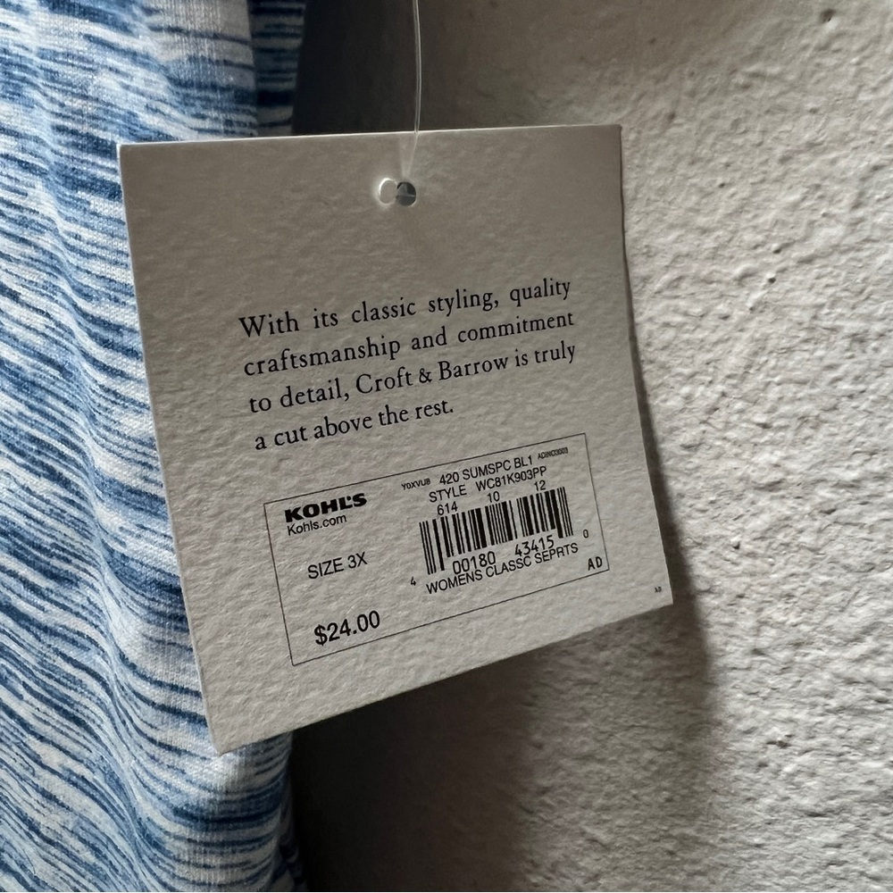 Croft & Barrow Blue Short Sleeve Tee - Picture 4 of 5